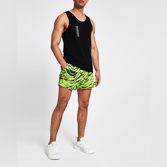River Island Mens Black Graphic Print Slim Fit Tank Tops - Picture 4 of 5